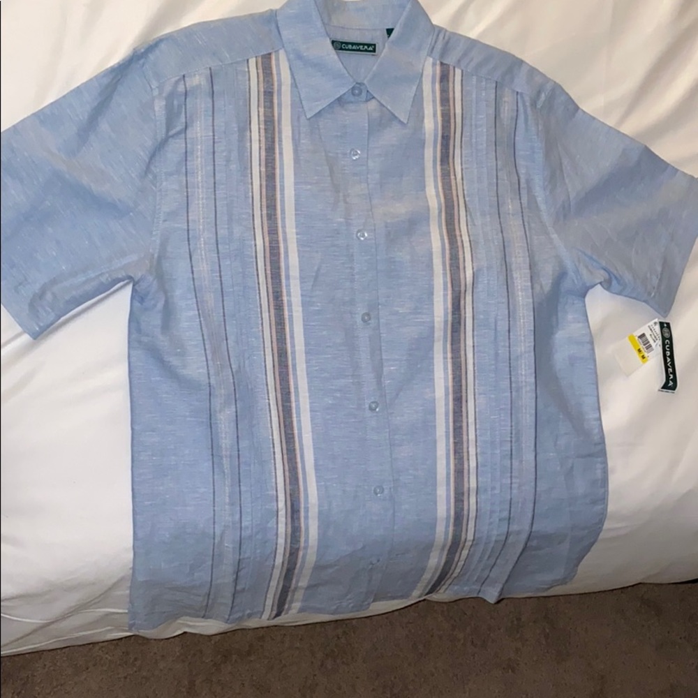 Men’s Cuban Collared Short Sleeved Button Down